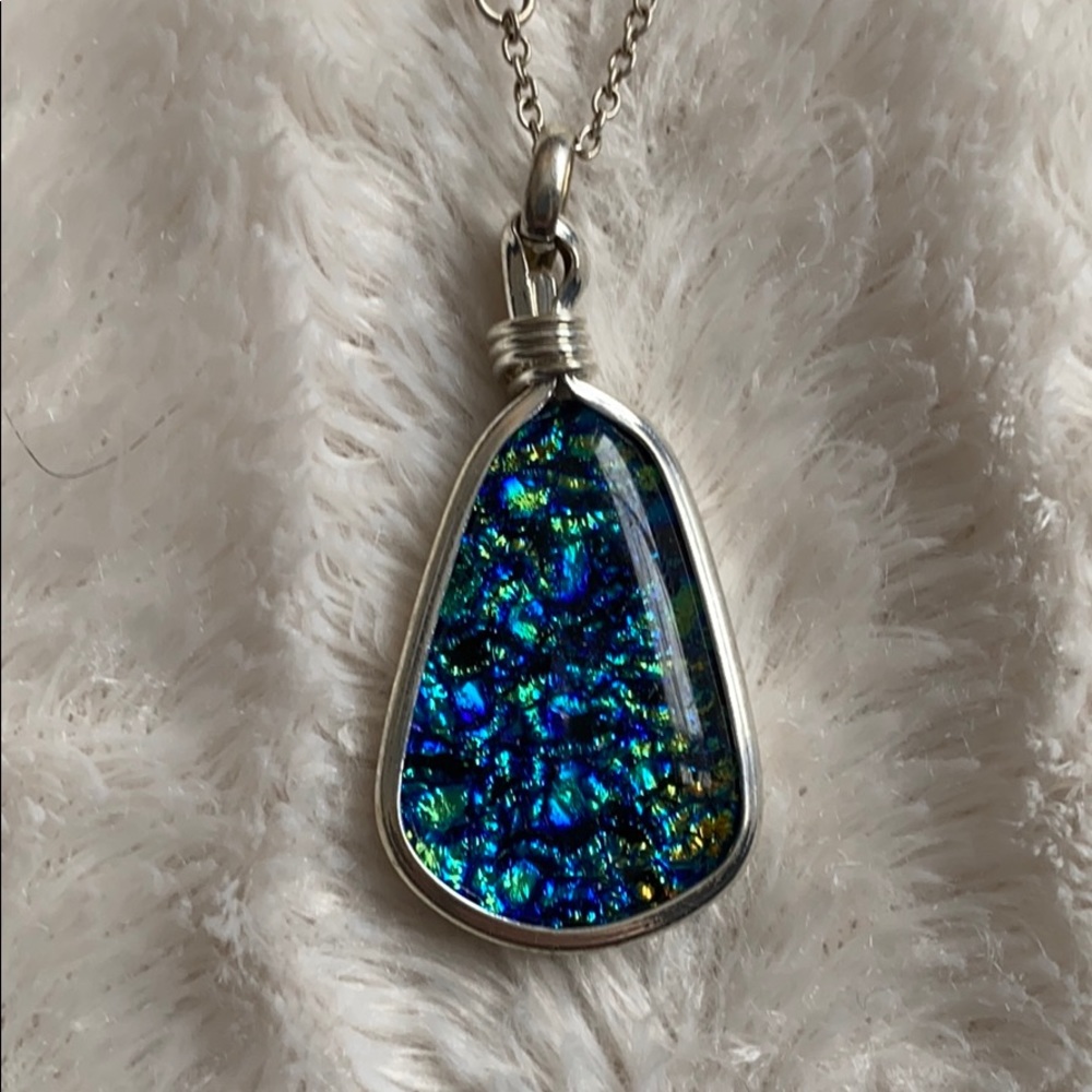 Beautiful rock necklace and pendant double chain